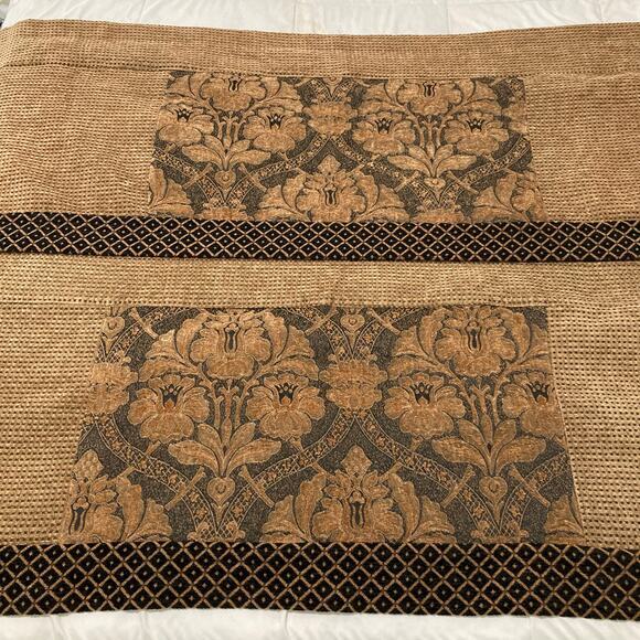 Vintage 1990s Table Runner Set Lot of 2 Brown Gold & Black‎ - Picture 8 of 8